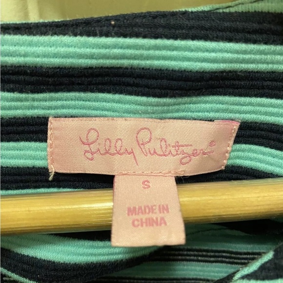 Lilly Pulitzer Striped Turquoise and Black Dress Sz S EUC!! - Picture 2 of 14